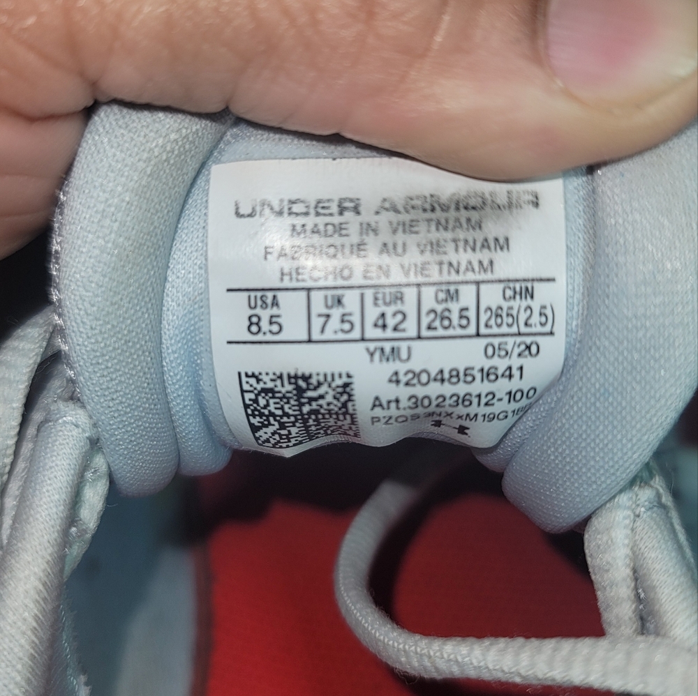 Under Armour Mens' Gray and Pink Athletic Shoes - Picture 7 of 7